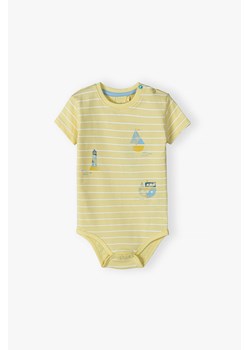 Body z krótkim rękawem dla niemowlaka - żółte w paski ze sklepu 5.10.15 w kategorii Body niemowlęce - zdjęcie 170772542