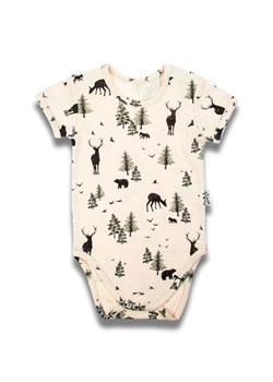 Bawełniane beżowe body chłopięce z motywem leśnym z krótkim rękawem ze sklepu 5.10.15 w kategorii Body niemowlęce - zdjęcie 170772582