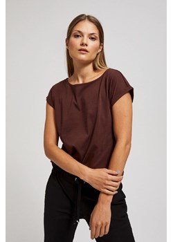 Bawełniany t-shirt damski gładki- brązowy ze sklepu 5.10.15 w kategorii Bluzki damskie - zdjęcie 170772630
