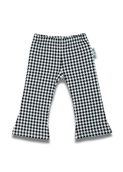 Bawełniane spodnie dresowe dzwony biało-czarne w pepitkę dla dziewczynki ze sklepu 5.10.15 w kategorii Spodnie i półśpiochy - zdjęcie 170772631