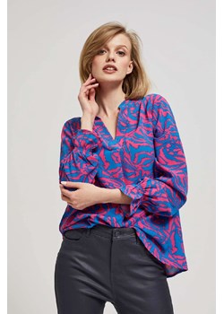Fuksjowa koszula damska z dekoltem w serek- długi rękaw ze sklepu 5.10.15 w kategorii Bluzki damskie - zdjęcie 170772650