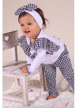 Bawełniane legginsy dresowe czarno-białe w pepitkę dla dziewczynki ze sklepu 5.10.15 w kategorii Legginsy niemowlęce - zdjęcie 170772674