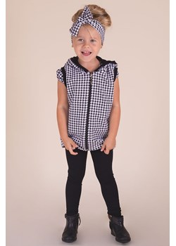 Bawełniany  bezrękawnik dziewczęcy czarno-biały w pepitkę ze sklepu 5.10.15 w kategorii Kamizelki dziewczęce - zdjęcie 170772772