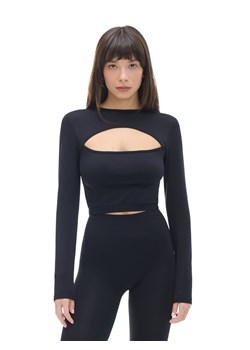 Cropp - Czarna bluzka z wycięciem - czarny ze sklepu Cropp w kategorii Bluzki damskie - zdjęcie 170773294