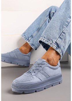 Niebieskie Sneakersy na Grubej Podeszwie z Tłoczeniami Try to Forget ze sklepu born2be.pl w kategorii Buty sportowe damskie - zdjęcie 170776580