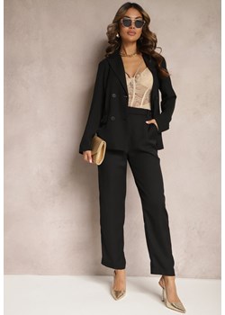 Czarne Spodnie High Waist z Gumką w Talii i Prostymi Nogawkami Brenissa ze sklepu Renee odzież w kategorii Spodnie damskie - zdjęcie 170777311