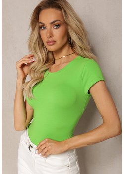 Zielony Klasyczny T-shirt z Gładkiej Dzianiny Mirales ze sklepu Renee odzież w kategorii Bluzki damskie - zdjęcie 170777331