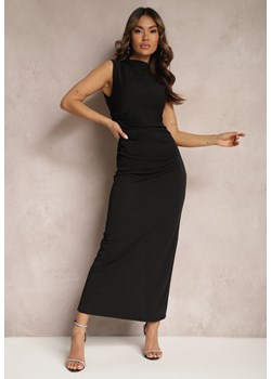 Czarna Sukienka Bodycon o Dopasowanym Fasonie Bez Rękawów z Drapowaniem Roxelina ze sklepu Renee odzież w kategorii Sukienki - zdjęcie 170777553