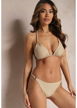 Beżowe Bikini 2-Częściowe Majtki Figi i Biustonosz Wiązany na Plecach Calix ze sklepu Renee odzież w kategorii Stroje kąpielowe - zdjęcie 170777624