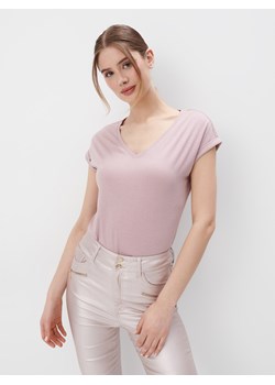 Mohito - Jasnoróżowy t-shirt z modalem - pastelowy różowy ze sklepu Mohito w kategorii Bluzki damskie - zdjęcie 170779420