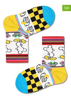 Happy Socks Skarpety (2 pary) w kolorze biało-żółtym ze wzorem ze sklepu Limango Polska w kategorii Skarpetki dziecięce - zdjęcie 170782444