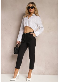 Czarne Spodnie z Regularnym Stanem  z Gumką i Wsuwanymi Kieszeniami Silwena ze sklepu Renee odzież w kategorii Spodnie damskie - zdjęcie 170788373