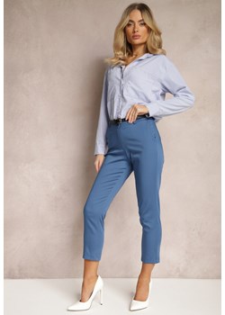 Niebieskie Spodnie 7/8 na Guzik i Suwak z Regularnym Stanem Lutro ze sklepu Renee odzież w kategorii Spodnie damskie - zdjęcie 170788383
