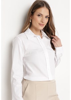 Biała Koszula z Bawełny z Długim Rękawem Zapinana na Guziki Moriva ze sklepu Born2be Odzież w kategorii Koszule damskie - zdjęcie 170790433