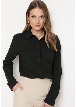 Czarna Koszula z Bawełny z Długim Rękawem Zapinana na Guziki Moriva ze sklepu Born2be Odzież w kategorii Koszule damskie - zdjęcie 170790440