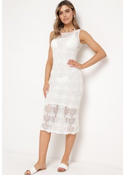 Biała Sukienka Bodycon z Ażurowej Dzianiny z Halką w Komplecie Willowas ze sklepu Born2be Odzież w kategorii Sukienki - zdjęcie 170790573