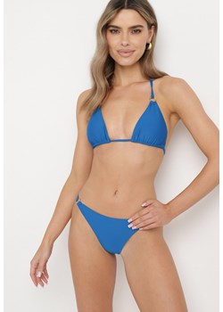 Niebieskie Bikini Dwuczęściowe z Wiązaną Górą i Metalicznymi Kółeczkami Zorion ze sklepu Born2be Odzież w kategorii Stroje kąpielowe - zdjęcie 170791093