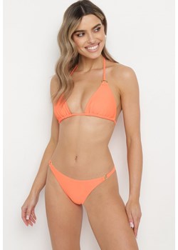 Pomarańczowe Bikini Dwuczęściowe z Wiązaną Górą i Metalicznymi Kółeczkami Zorion ze sklepu Born2be Odzież w kategorii Stroje kąpielowe - zdjęcie 170791111