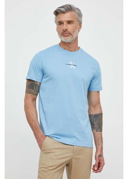 Calvin Klein Jeans t-shirt bawełniany męski kolor niebieski z nadrukiem ze sklepu ANSWEAR.com w kategorii T-shirty męskie - zdjęcie 170794040