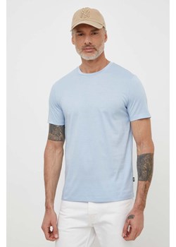 BOSS t-shirt bawełniany męski kolor niebieski gładki ze sklepu ANSWEAR.com w kategorii T-shirty męskie - zdjęcie 170794063
