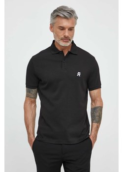 Tommy Hilfiger polo bawełniane kolor czarny gładki ze sklepu ANSWEAR.com w kategorii T-shirty męskie - zdjęcie 170794281