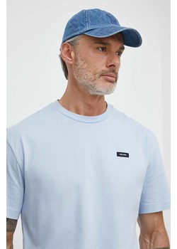 Calvin Klein t-shirt bawełniany męski kolor niebieski gładki ze sklepu ANSWEAR.com w kategorii T-shirty męskie - zdjęcie 170794370