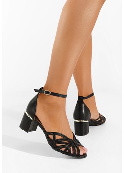 Czarne sandały na słupku Luigina ze sklepu Zapatos w kategorii Sandały damskie - zdjęcie 170795690