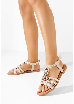 Beżowe sandały płaski Sinlea ze sklepu Zapatos w kategorii Sandały damskie - zdjęcie 170795732