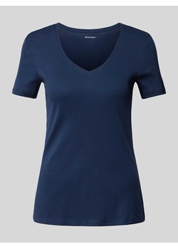T-shirt z dekoltem w serek w jednolitym kolorze ze sklepu Peek&Cloppenburg  w kategorii Bluzki damskie - zdjęcie 170796513