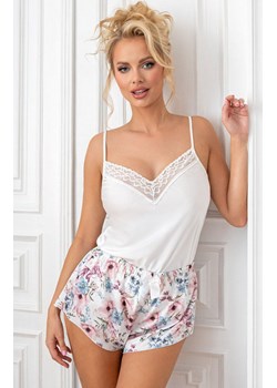 Satynowa piżama damska ecru Rosa 1/2, Kolor ecru-wzór, Rozmiar S, Donna ze sklepu Primodo w kategorii Piżamy damskie - zdjęcie 170799061