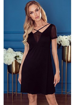 Caroline czarna koszula nocna z krótkim rękawem, Kolor czarny, Rozmiar S, Eldar ze sklepu Primodo w kategorii Koszule nocne - zdjęcie 170799123
