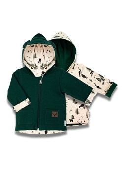 Bawełniana kurtka niemowlęca chłopięca dwustronna zielona/beżowa z motywem leśnym ze sklepu 5.10.15 w kategorii Kombinezony i kurtki - zdjęcie 170808104