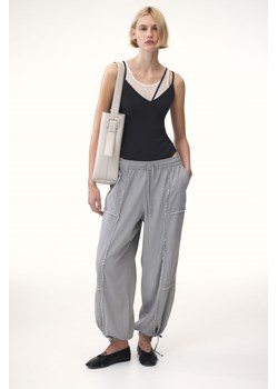 H & M - Spodnie spadochronowe z domieszką lnu - Szary ze sklepu H&M w kategorii Spodnie damskie - zdjęcie 170809830
