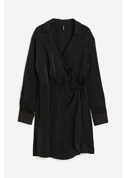H & M - Kopertowa szmizjerka z satyny - Czarny ze sklepu H&M w kategorii Sukienki - zdjęcie 170811561