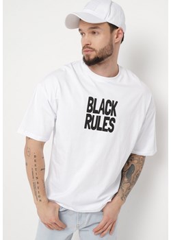 Biała Bawełniana Koszulka T-shirt z Nadrukiem po Obu Stronach Daven ze sklepu Born2be Odzież w kategorii T-shirty męskie - zdjęcie 170819724