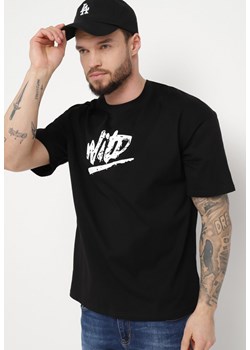 Czarna Koszulka Bawełniana z Nadrukiem Anfria ze sklepu Born2be Odzież w kategorii T-shirty męskie - zdjęcie 170819730