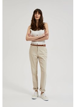 Spodnie z ozdobnym paskiem beżowe ze sklepu Moodo.pl w kategorii Spodnie damskie - zdjęcie 170820391