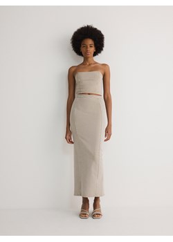 Reserved - Dzianinowa spódnica midi - oliwkowy ze sklepu Reserved w kategorii Spódnice - zdjęcie 170820553
