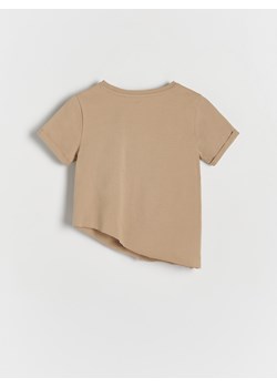 Reserved - T-shirt z asymetrycznym dołem - brązowy ze sklepu Reserved w kategorii Bluzki dziewczęce - zdjęcie 170820633