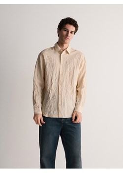 Reserved - Koszula z efektem marszczenia - kremowy ze sklepu Reserved w kategorii Koszule męskie - zdjęcie 170820991