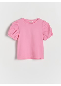 Reserved - Bluzka z bufiastymi rękawami - różowy ze sklepu Reserved w kategorii Bluzki dziewczęce - zdjęcie 170821200