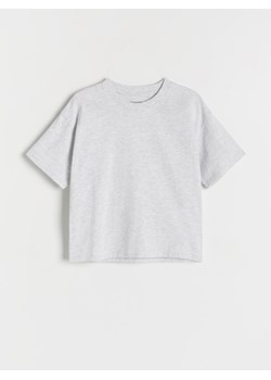 Reserved - Bawełniany t-shirt - jasnoszary ze sklepu Reserved w kategorii Bluzki dziewczęce - zdjęcie 170823480