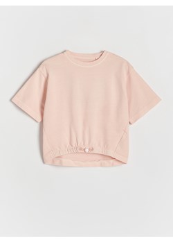 Reserved - T-shirt ze stoperem - brzoskwiniowy ze sklepu Reserved w kategorii Bluzki dziewczęce - zdjęcie 170823821