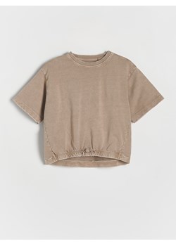 Reserved - T-shirt ze stoperem - brązowy ze sklepu Reserved w kategorii Bluzki dziewczęce - zdjęcie 170823831
