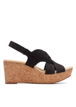 Clarks Skórzane sandały w kolorze czarnym na koturnie ze sklepu Limango Polska w kategorii Sandały damskie - zdjęcie 170827671