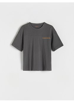 Reserved - Bawełniany t-shirt oversize - ciemnoszary ze sklepu Reserved w kategorii T-shirty chłopięce - zdjęcie 170828524