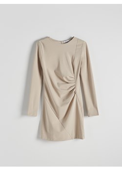 Reserved - Sukienka mini z drapowaniem - beżowy ze sklepu Reserved w kategorii Sukienki - zdjęcie 170828693
