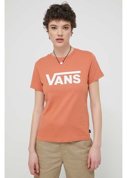 Vans t-shirt bawełniany damski kolor pomarańczowy ze sklepu ANSWEAR.com w kategorii Bluzki damskie - zdjęcie 170829994