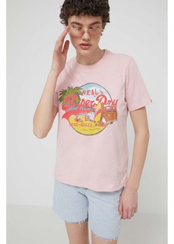 Superdry t-shirt damski kolor różowy ze sklepu ANSWEAR.com w kategorii Bluzki damskie - zdjęcie 170830414