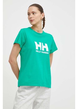 Helly Hansen t-shirt bawełniany damski kolor zielony ze sklepu ANSWEAR.com w kategorii Bluzki damskie - zdjęcie 170830470